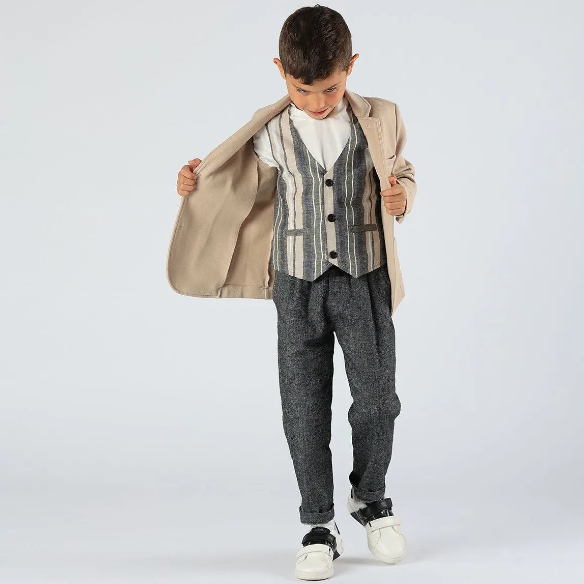 Gilet da bambino in tessuto rigato