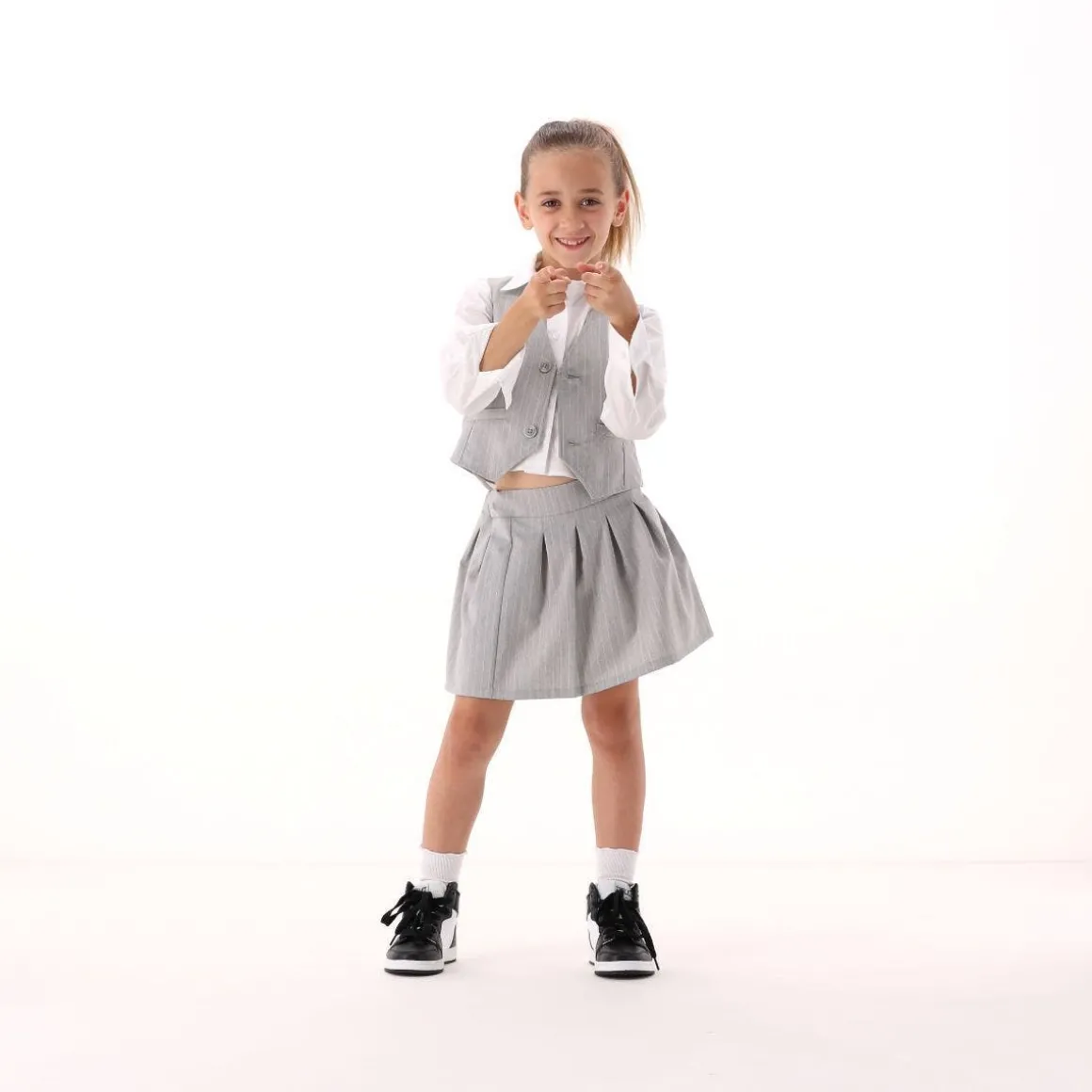 Gilet gessato per bambina