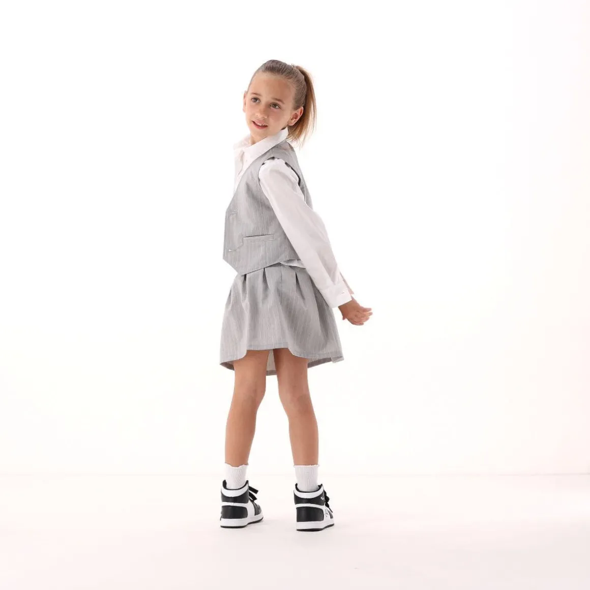Gilet gessato per bambina