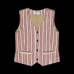 Gilet rigato bambino beige bordeaux