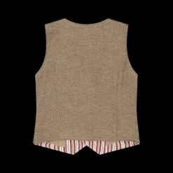 Gilet rigato bambino beige bordeaux