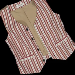 Gilet rigato bambino beige bordeaux