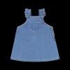 Gonna salopette in jeans elasticizzato per neonata