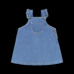 Gonna salopette in jeans elasticizzato per neonata