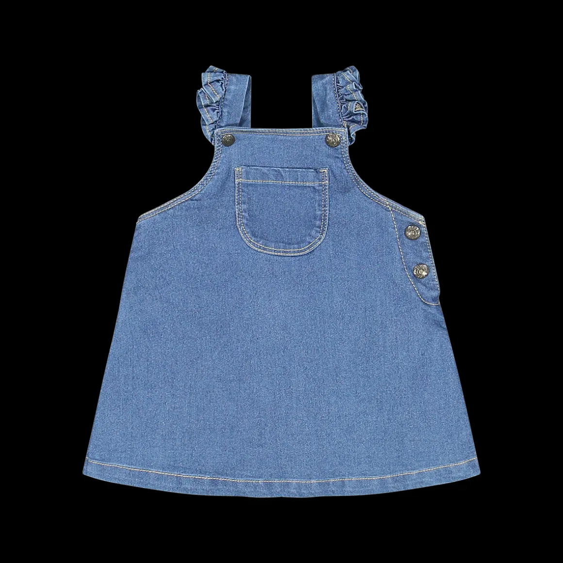 Gonna salopette in jeans elasticizzato per neonata