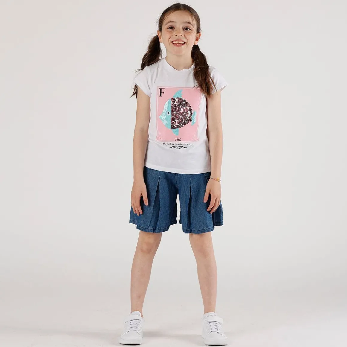 Gonnapantalone chambray da bambina