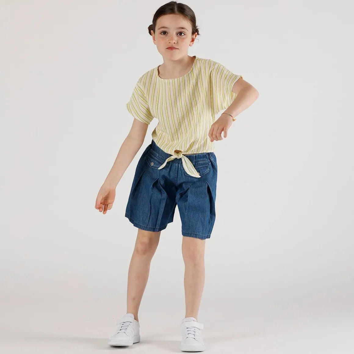 Gonnapantalone chambray da bambina