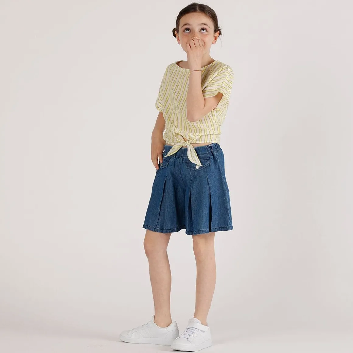 Gonnapantalone chambray da bambina