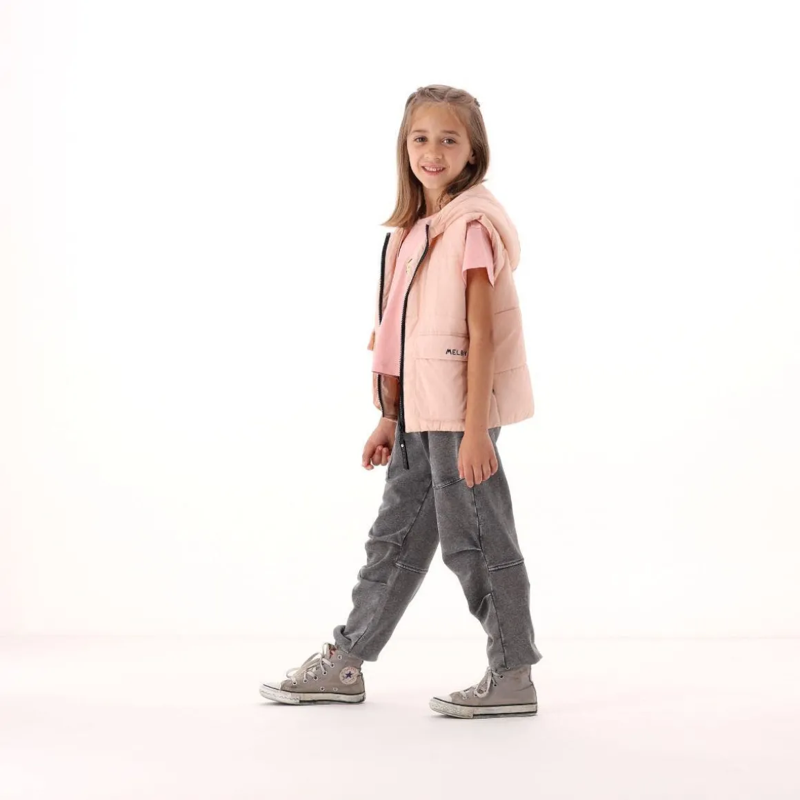 Joggers in felpa slavata per bambina