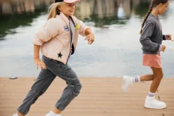 Joggers in felpa slavata per bambina