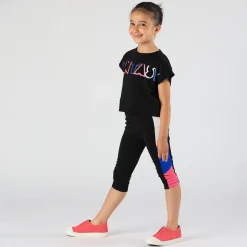 Leggings 3/4 con inserti in contrasto colore da bambina