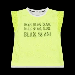 Long T-shirt da bambina in jersey e rete