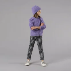 Maglia a tinta unita a collo alto da bambina