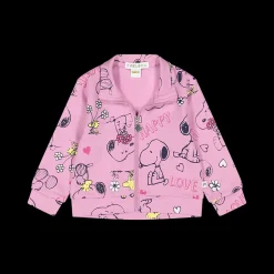 Maglia aperta in felpa stampa allover bambina.
