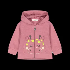 Maglia con cappuccio aperta in felpa effetto malfilè bambina