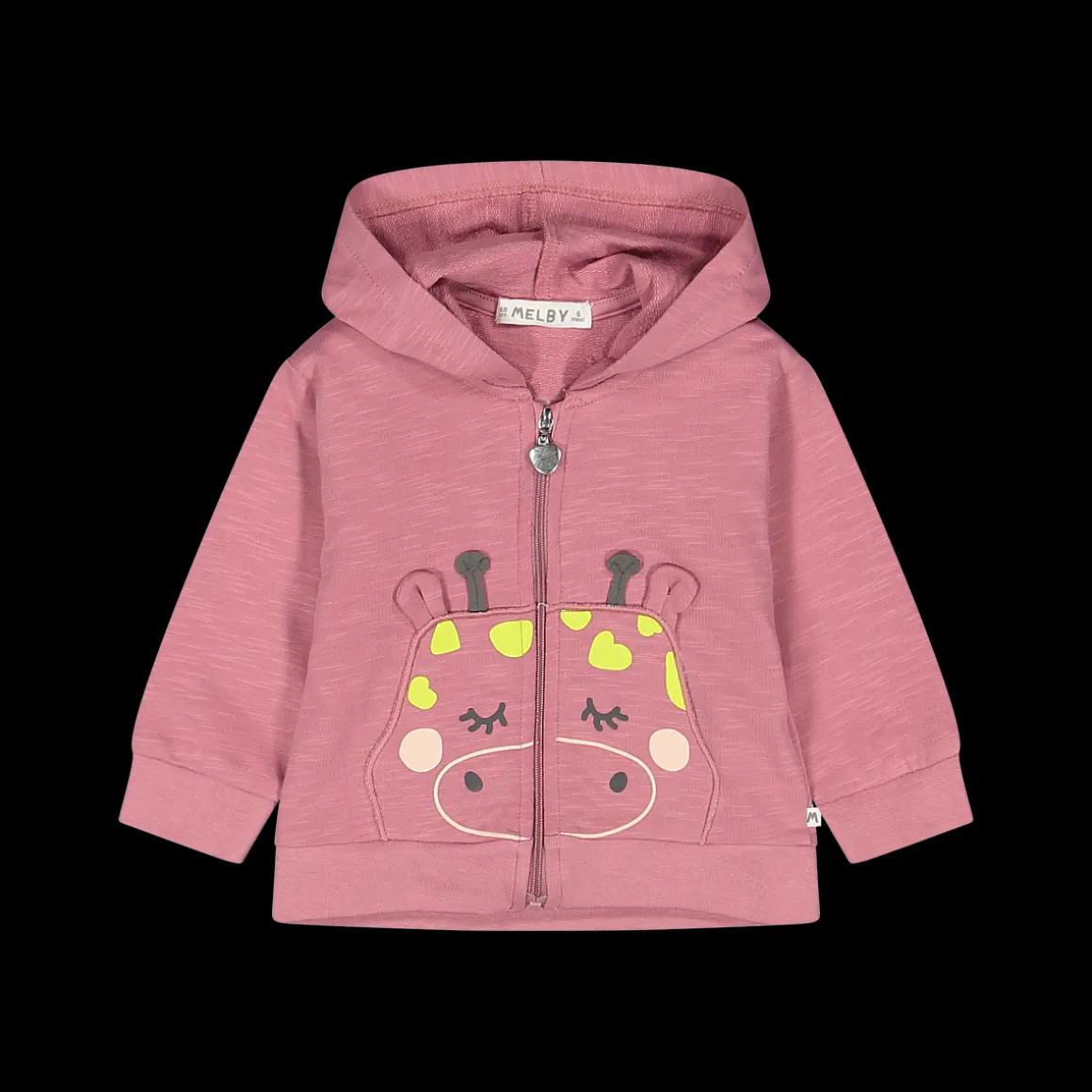 Maglia con cappuccio aperta in felpa effetto malfilè bambina