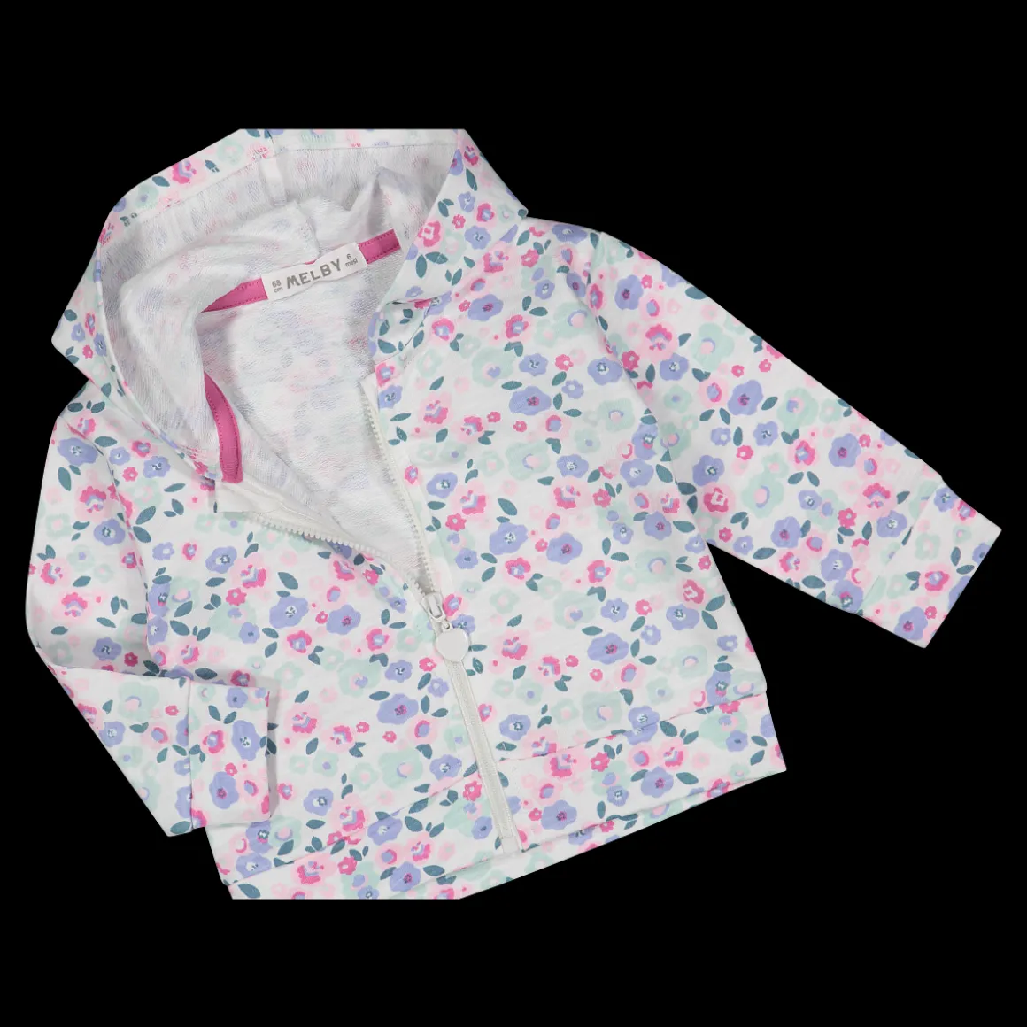 Maglia con cappuccio aperta in felpa effetto malfilè bambina