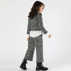 Maglia cropped bianca e nera bambina