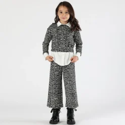 Maglia cropped bianca e nera bambina