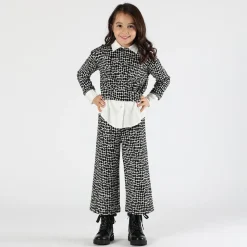 Maglia cropped bianca e nera bambina