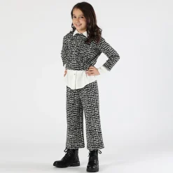 Maglia cropped bianca e nera bambina