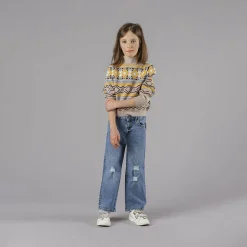 Maglia in maglia tricot da bambina collo alto