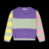 Maglia rigata con manica in contrasto per bambina