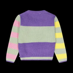 Maglia rigata con manica in contrasto per bambina