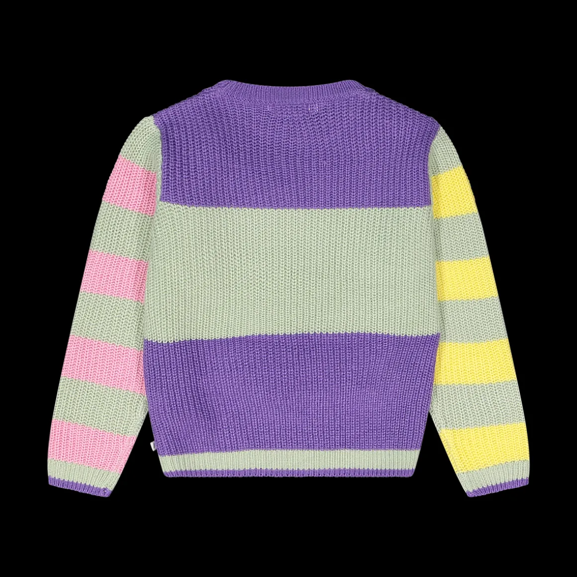 Maglia rigata con manica in contrasto per bambina