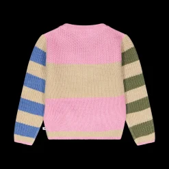 Maglia rigata con manica in contrasto per bambina