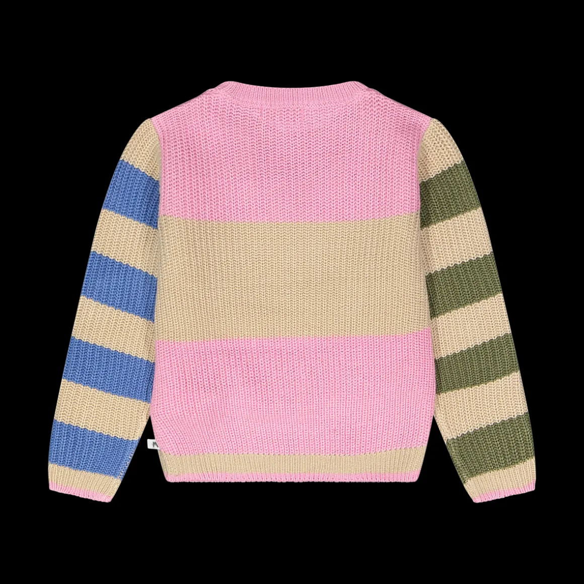 Maglia rigata con manica in contrasto per bambina
