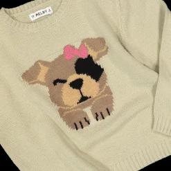 Maglia tricot con cucciolo bambina