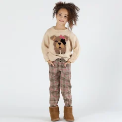 Maglia tricot con cucciolo bambina