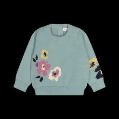 Maglia tricot con fiorellini da bambina