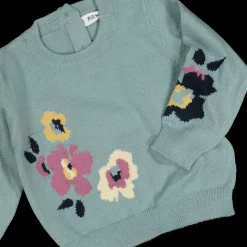 Maglia tricot con fiorellini da bambina