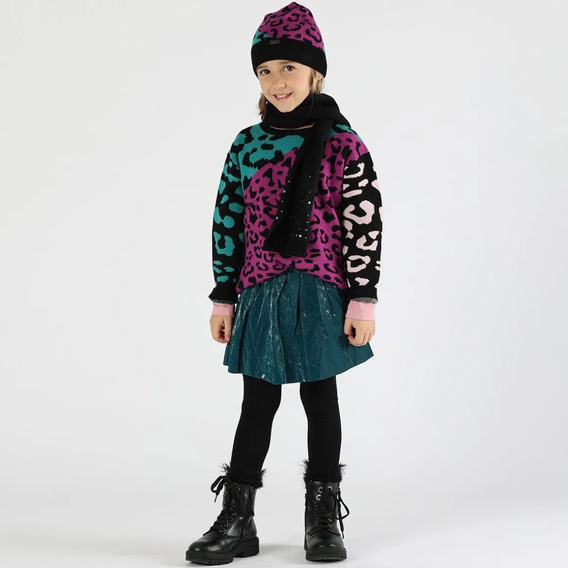 Maglia tricot maculato colorato bambina