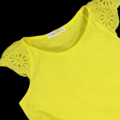Maglietta con maniche in sangallo da bambina