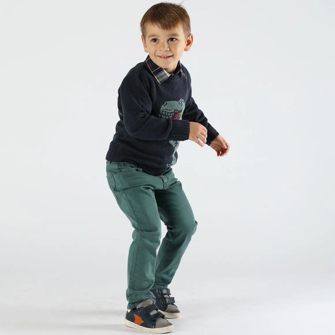 Maglione da bambino con jacquard Dino