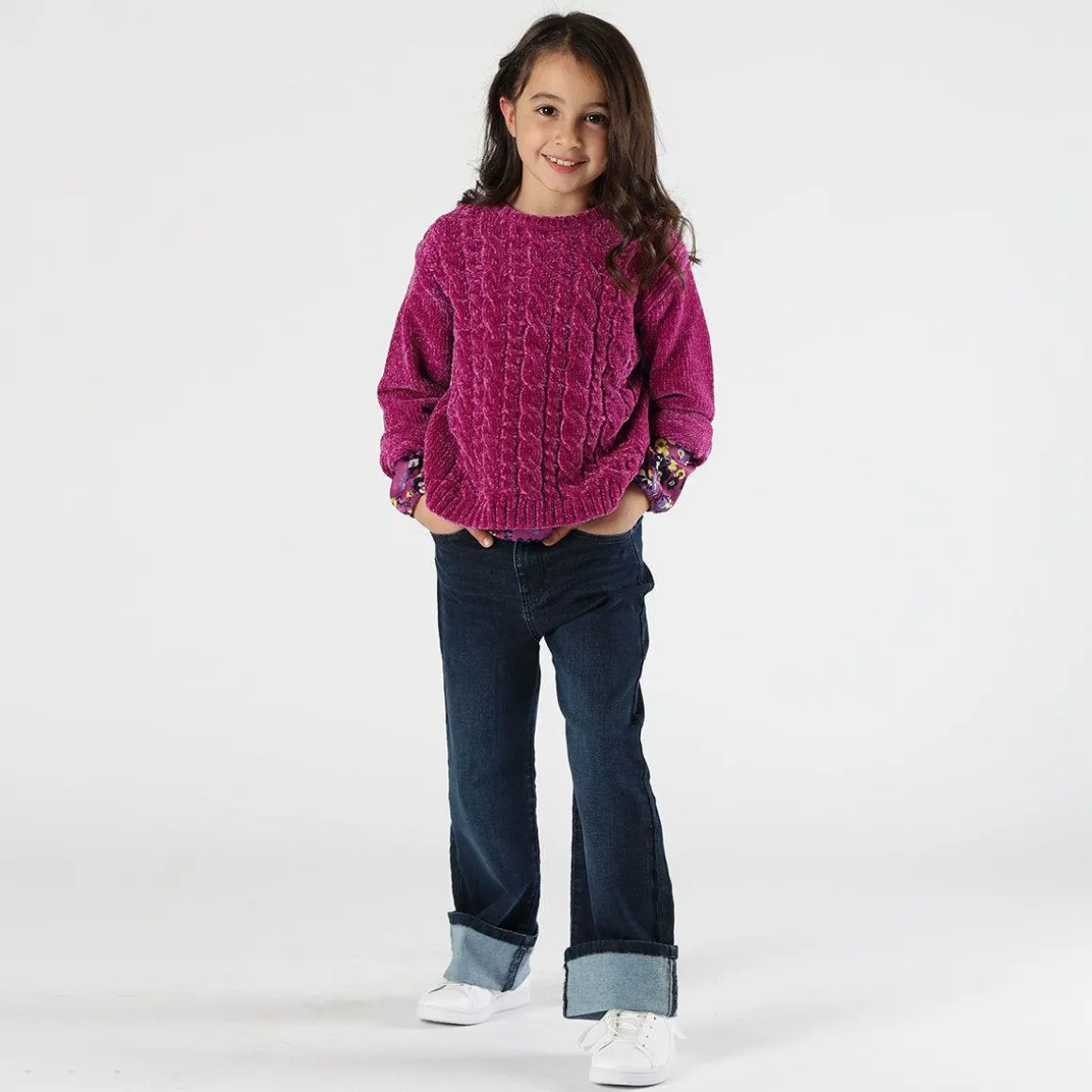 Maglione/cardigan in ciniglia bambina