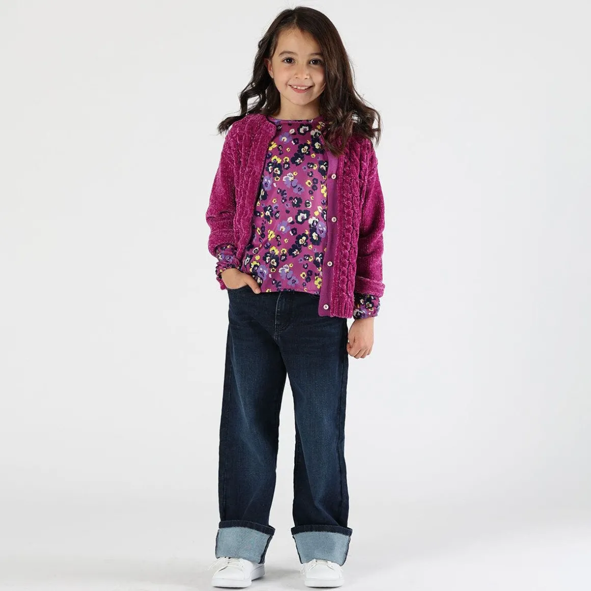 Maglione/cardigan in ciniglia bambina