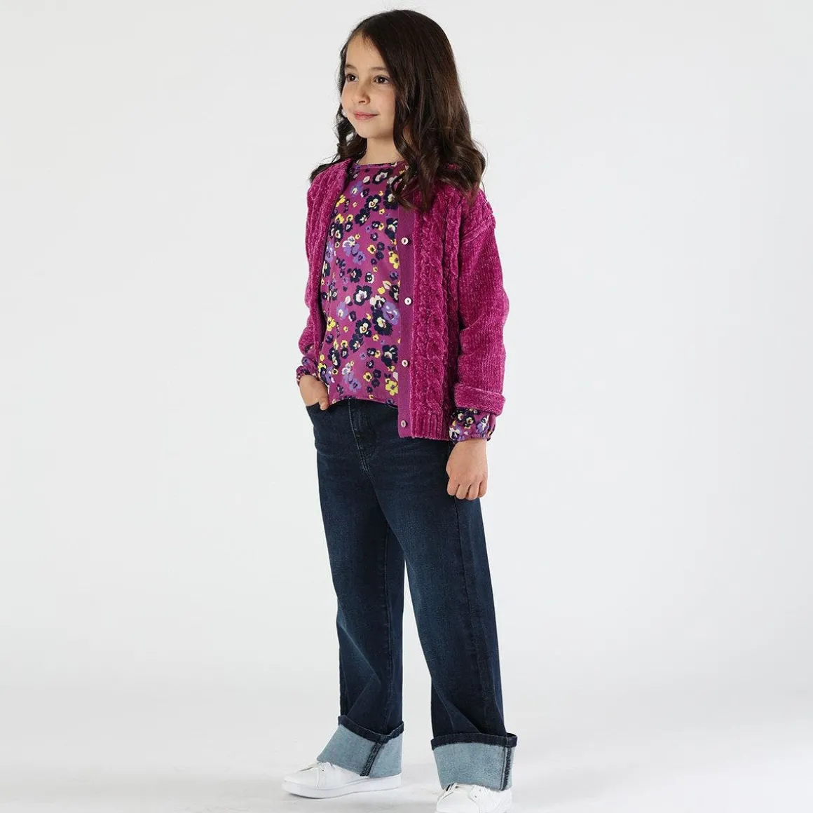 Maglione/cardigan in ciniglia bambina