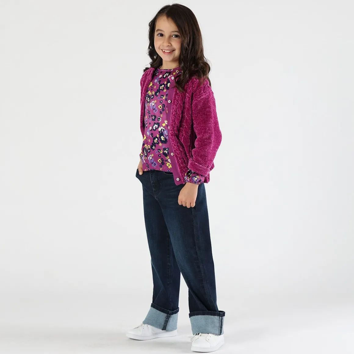 Maglione/cardigan in ciniglia bambina