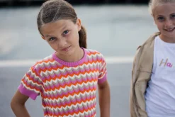 Mini abito tricot rigato per bambina