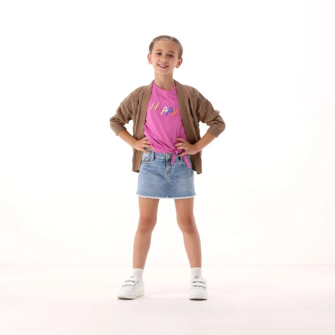 Minigonna con dettagli luccicanti per bambina