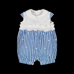 Pagliaccetto in jersey e tela da neonata