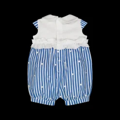 Pagliaccetto in jersey e tela da neonata