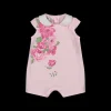 Pagliaccetto jersey stretch con stampa fiori da neonata
