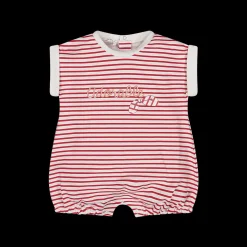 Pagliaccetto righe rosse e bianche da neonata