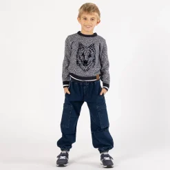 Pantalone baggy in denim stretch per ragazzo