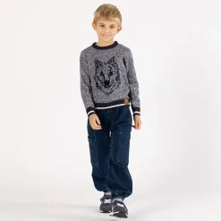 Pantalone baggy in denim stretch per ragazzo